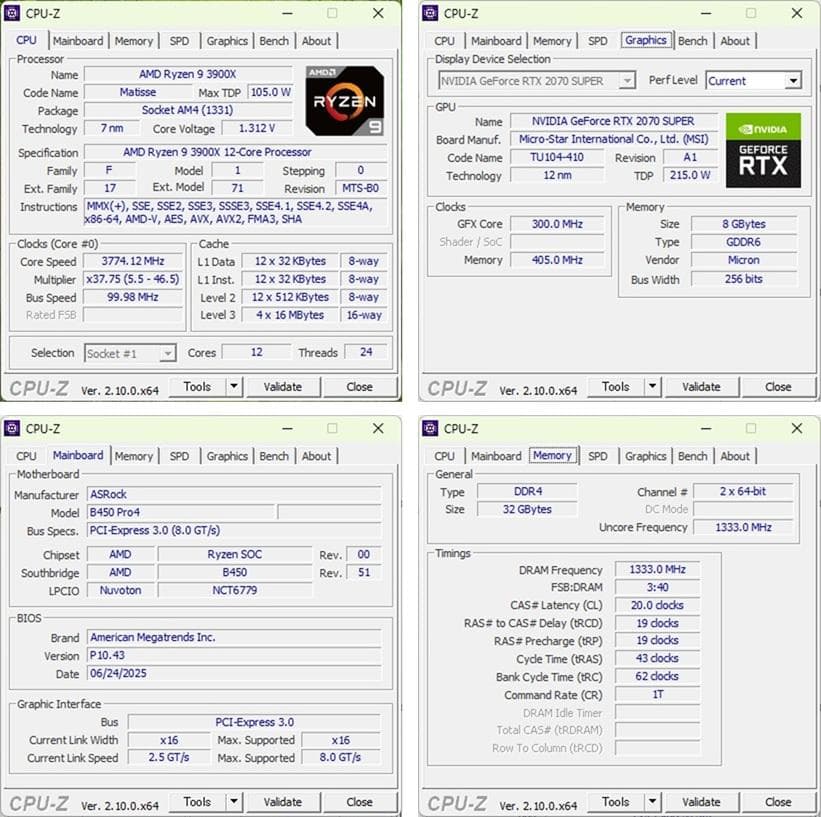 ゲーミングPC/Ryzen9 3900X/RTX2070Super/メモリ32G