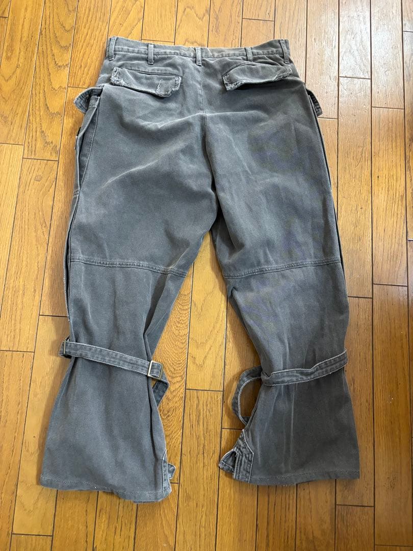 う*ぱ様 キミノリモリシタ　グレー 厚手綿カーゴパンツ ダメージ加工　kimin