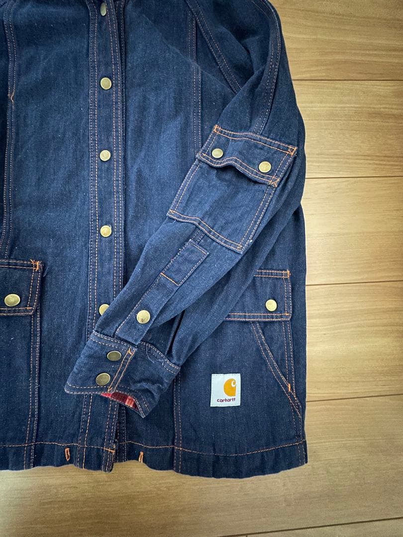 VINTAGEカーハートフード付デニムジャケット USA製Mサイズ