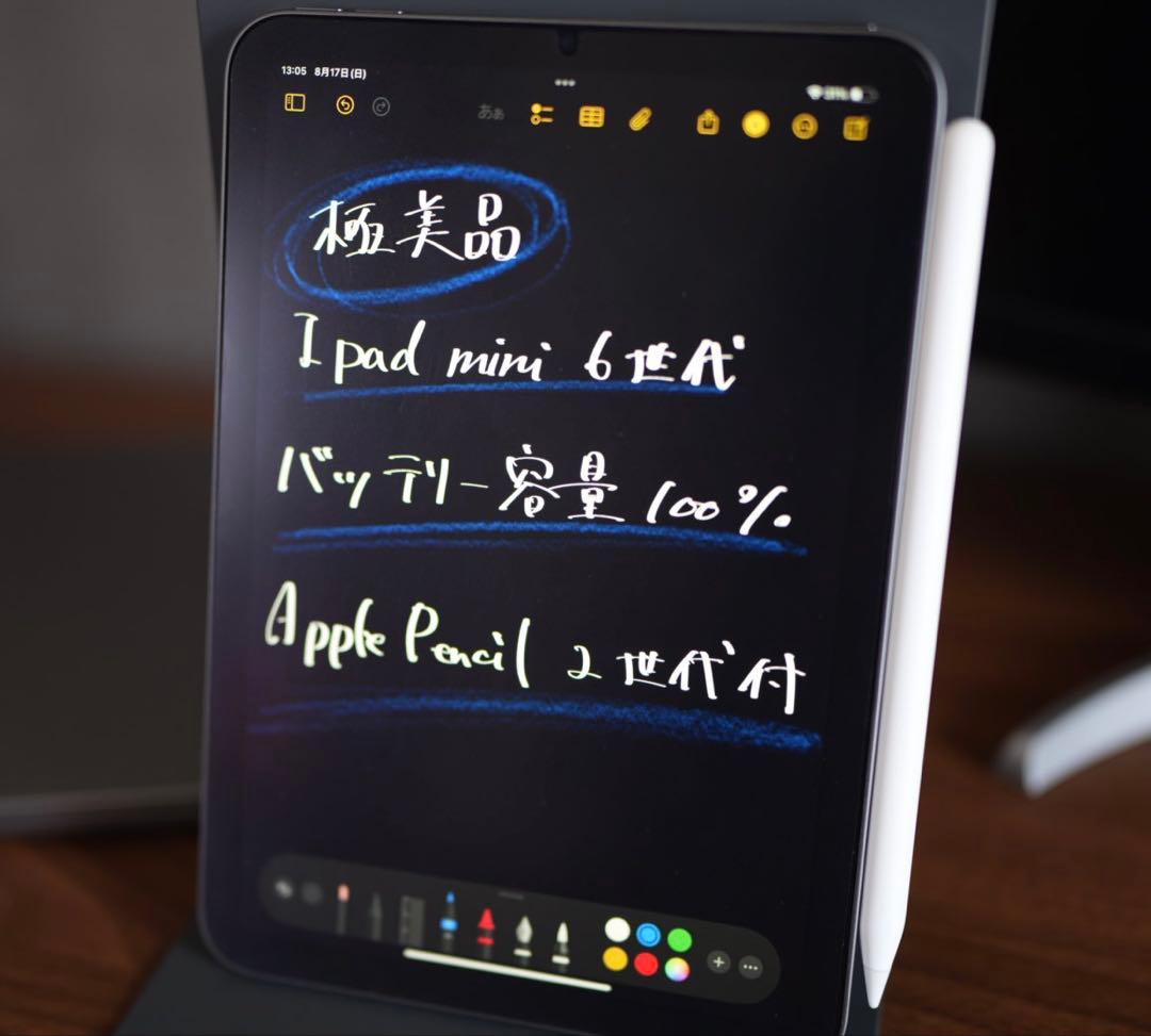 iPad mini 第6世代 バッテリー容量100% & 純正ペン 第2世代