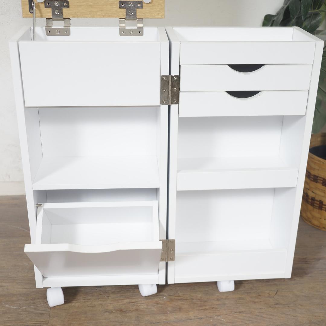 フォロー割【新品】コスメワゴン　大容量収納　ドレッサー　シンプル　北欧風