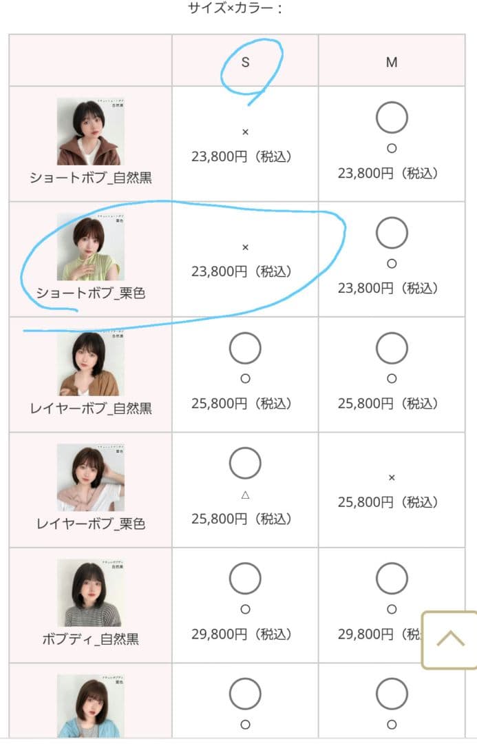 ブライトララ 人毛100％ ショートボブ フルウィッグ 栗色 Sサイズ 医療用