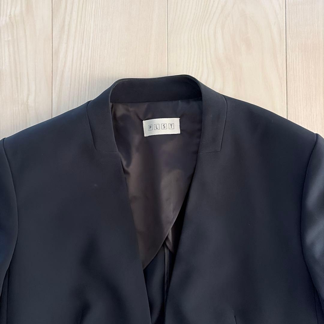 PLST (theory) 紺　ノーカラー　ジャケット パンツスーツ 上下セット