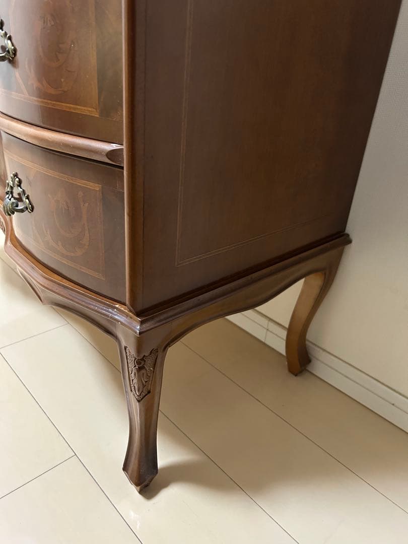 ソ*ト様 インレイ 5段 チェスト 猫脚 ドロワー 棚 アンティーク風