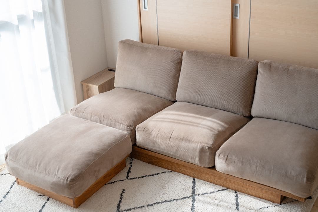 【コリキ】MOMO NATURAL/クラウドローソファ3P/オットマン別売