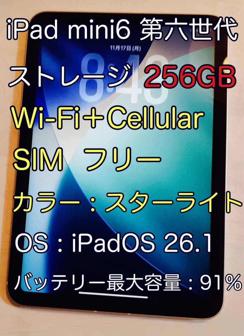 【買い得品】iPadmini6第六世代 256GB Wi-Fi＋セルラー