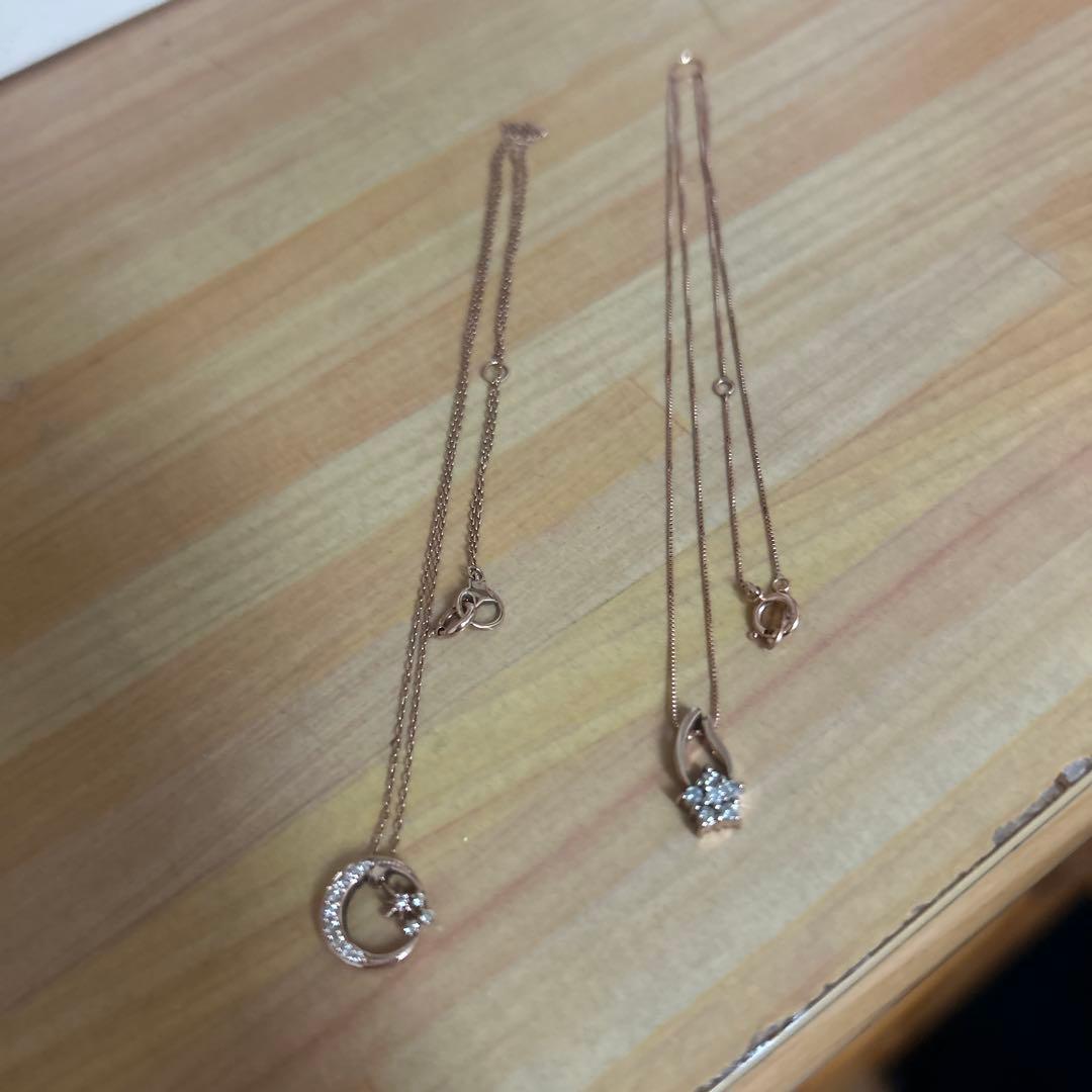 「ちゃんまま」ローズゴールド 月と星 ネックレス