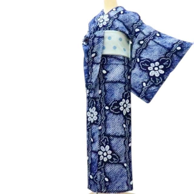 専用Y3458◆美品 有松鳴海絞り 綿 広衿仕立て 手縫い仕立て 高級浴衣