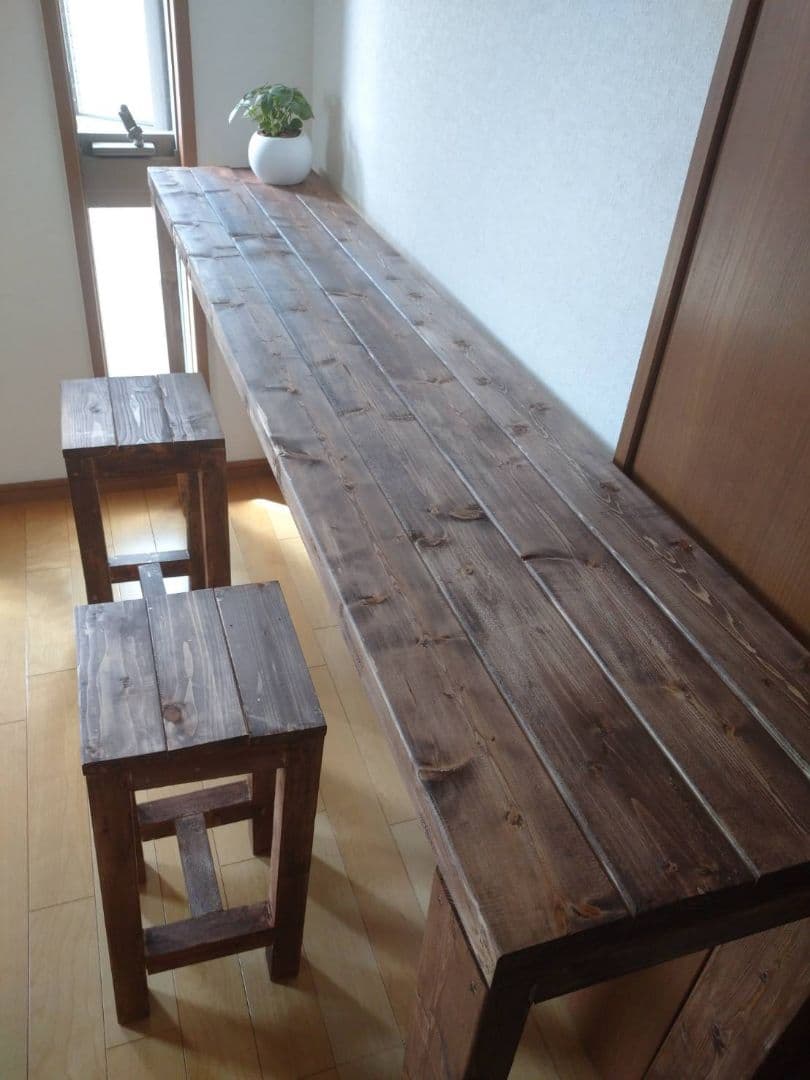 【さぶぞう】120×53 86カウンターテーブル 無垢材　アンティーク風　木目調