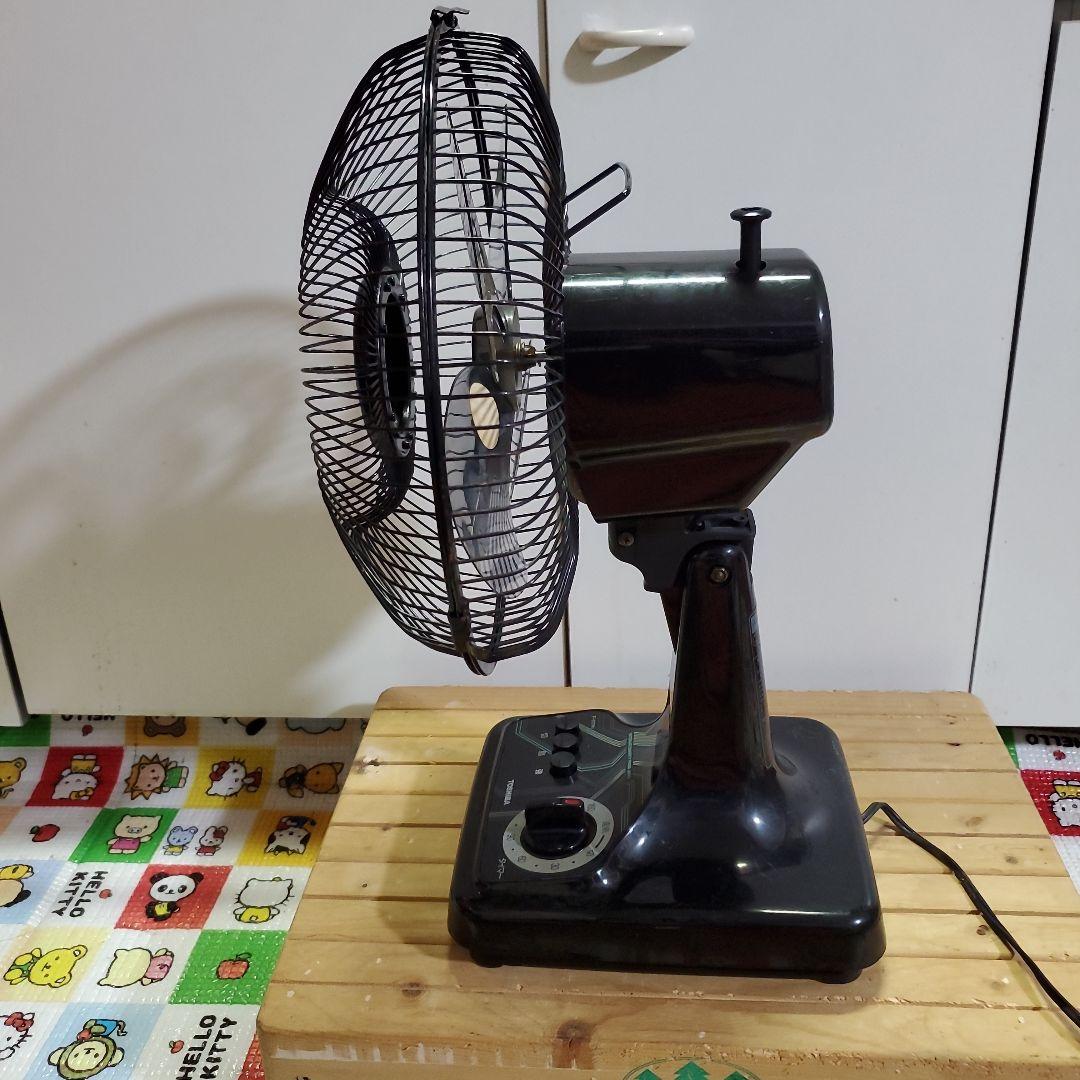 TOSHIBA　昭和レトロミニ扇風機　動作品　レア　まるで黒電話　漆黒　希少