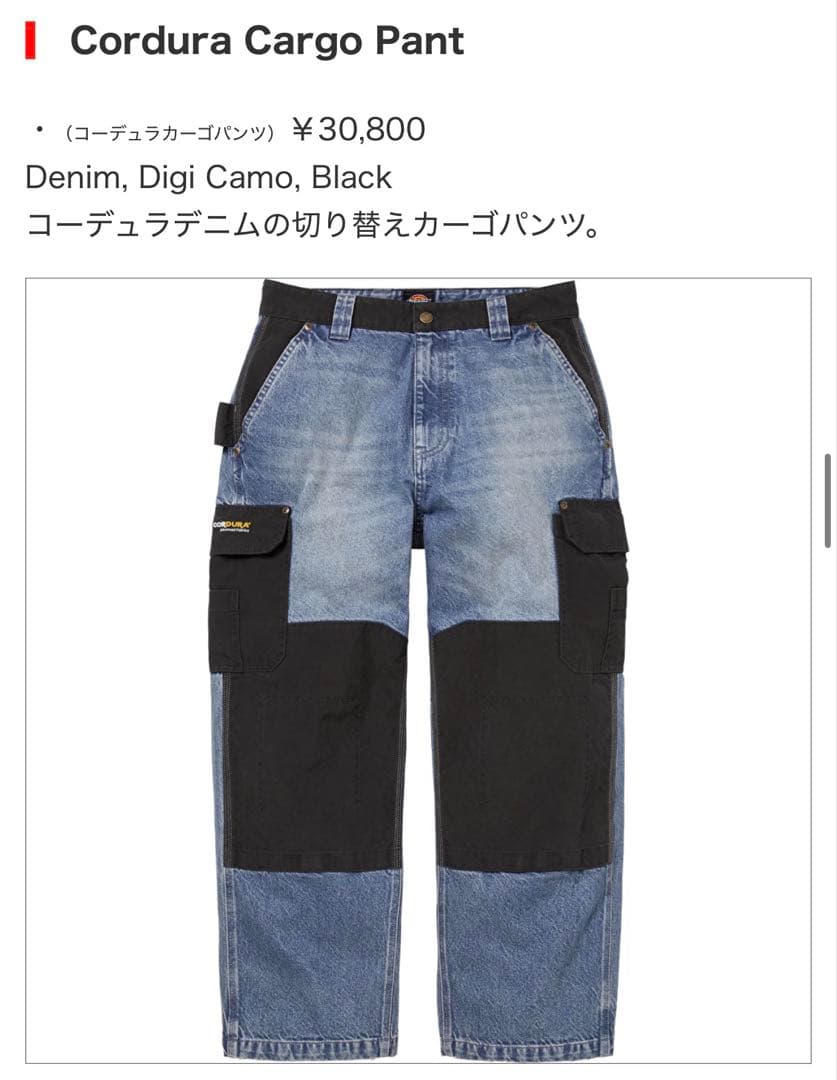 【最大値下】新品未使用シュプリームディキーズCargoパンツサイズ32