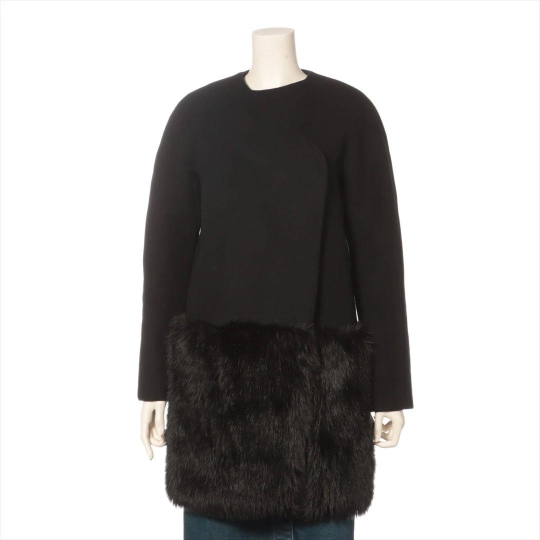 YOKO CHAN ファー付き ラップスタイル ロングコート 38