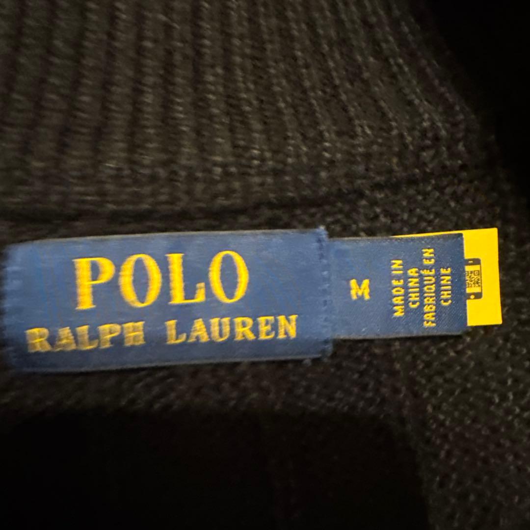 現行　ポロラルフローレン ハーフジップ ケーブルニット　黒ブラック