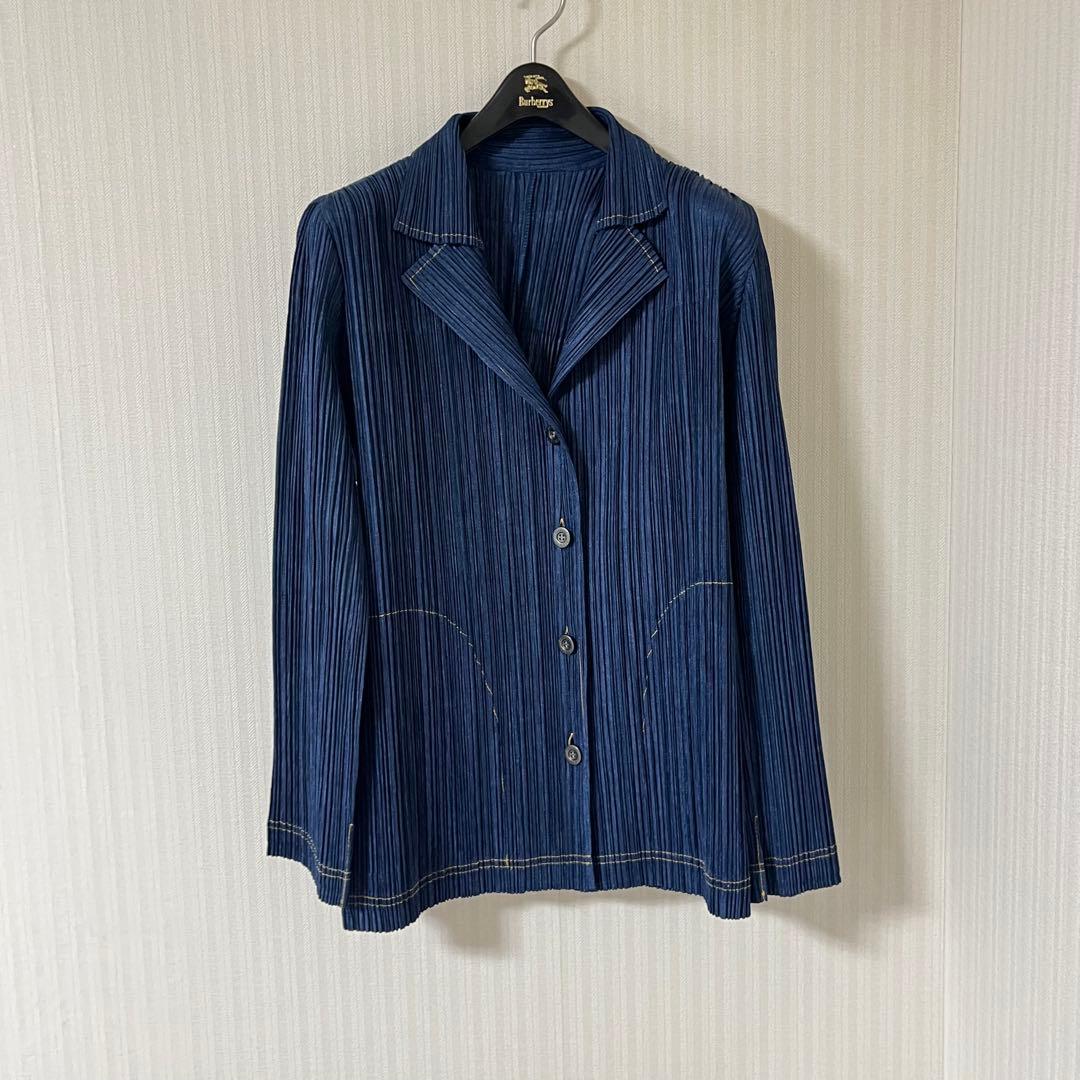 PLEATSPLEASE イッセイミヤケ デニム調　　　　ジャケット ブルー　2