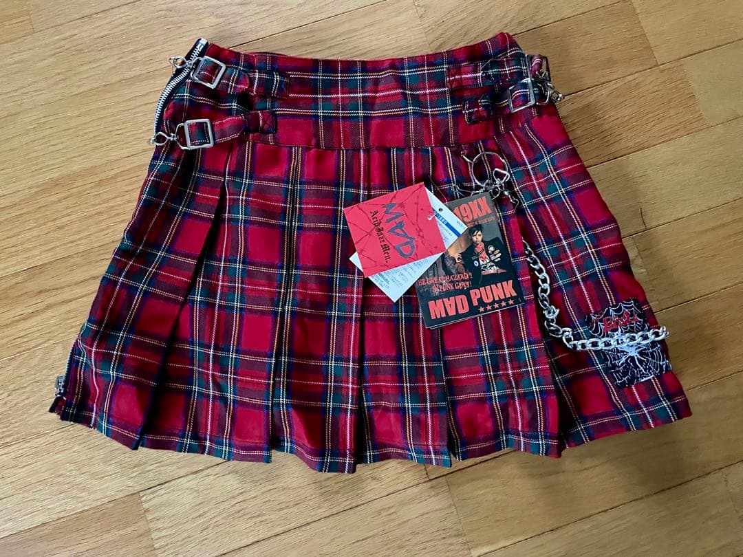 MAD PUNKS 赤チェック柄ミニスカート Sサイズ タグ付き
