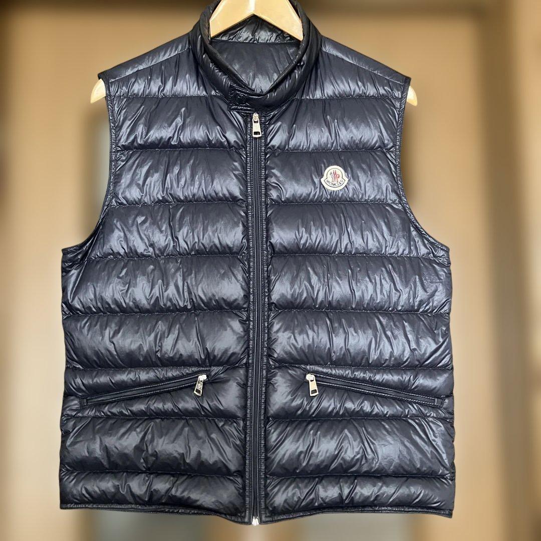 MONCLER ネイビー ダウンベスト LONGUE SAISON