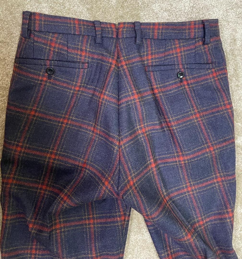 INCOTEX インコテックス 46 チェック 100% ウールスラックス 美品