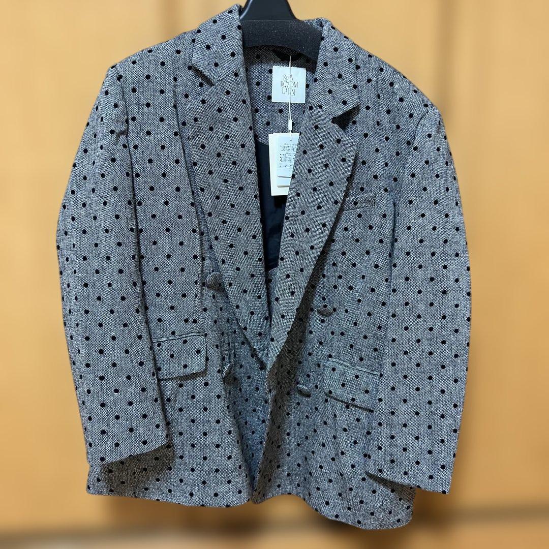 searoomlynnドット柄テーラードジャケット グレー タグ付き