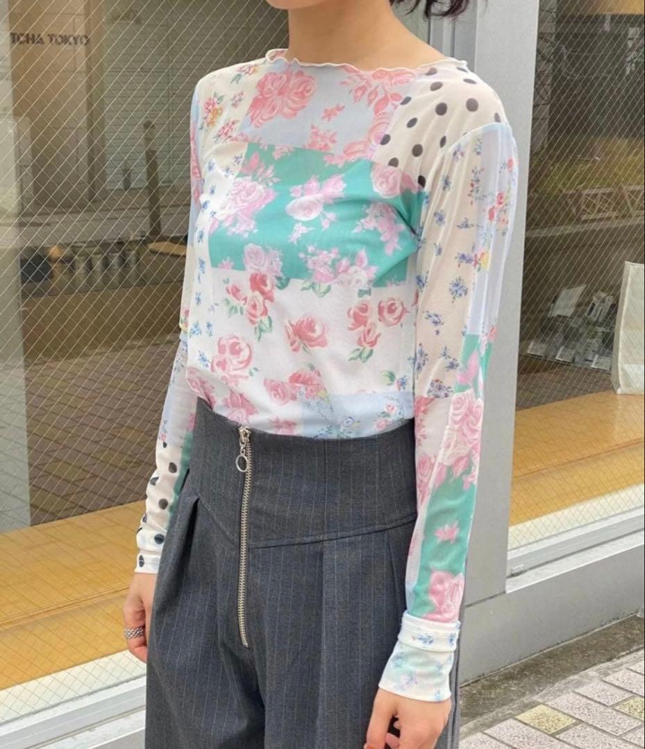 poppy シースルートップス　パッチワーク