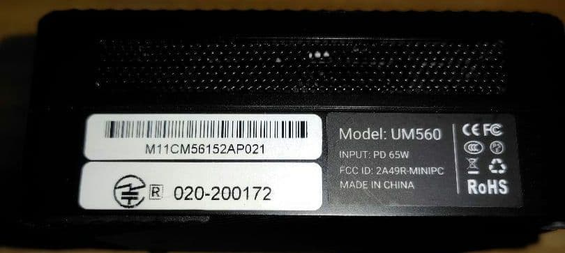 ミニPC Minisforum UM560 RYZEN5 5625U