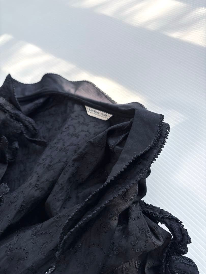 カネコイサオKANEKO ISAO コットンレース刺繍　ワンピース黒　小悪魔