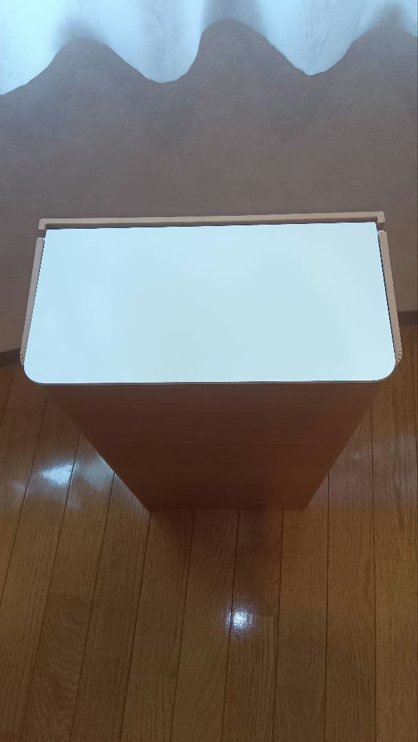 ゴミ箱 おしゃれ ディノス 美品 曲木の薄型ダストボックス 蓋付き ハイタイプ