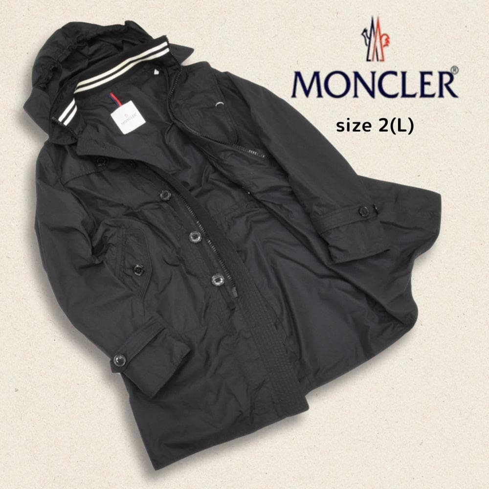 レア品◇モンクレール◇ナイロンフーディコート◇2(L)◇ブラック◇