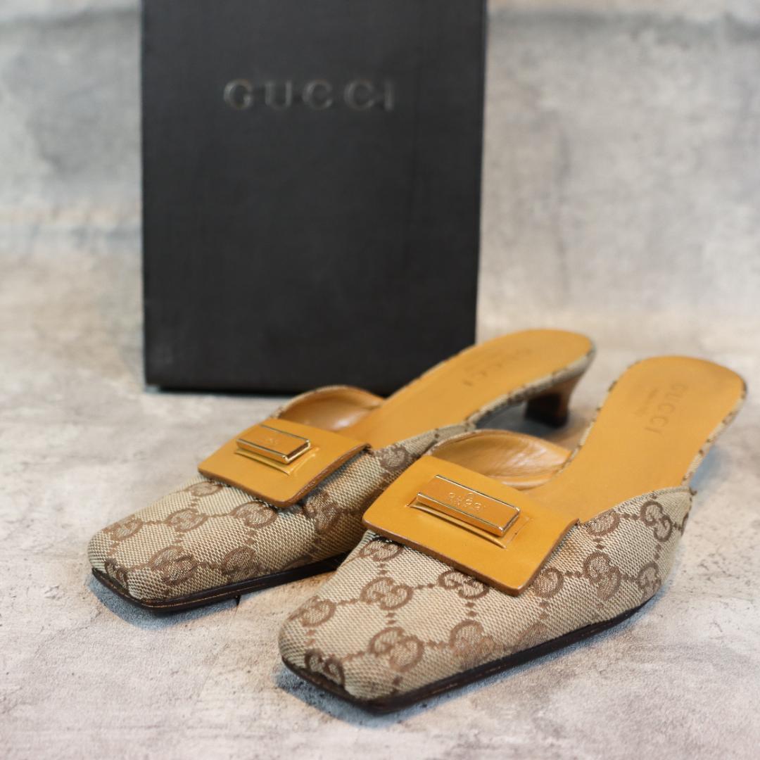 GUCCI グッチ GG柄 ミュール サンダル レザー レディース 箱付き