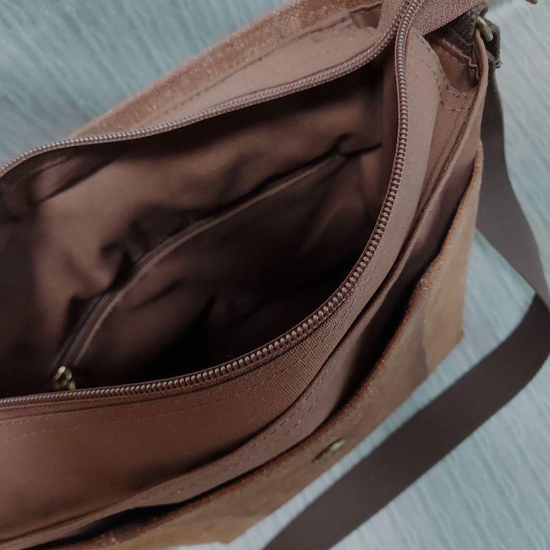 柿渋染め酒袋のサコッシュバッグ(蓋付きマグネットタイプ)