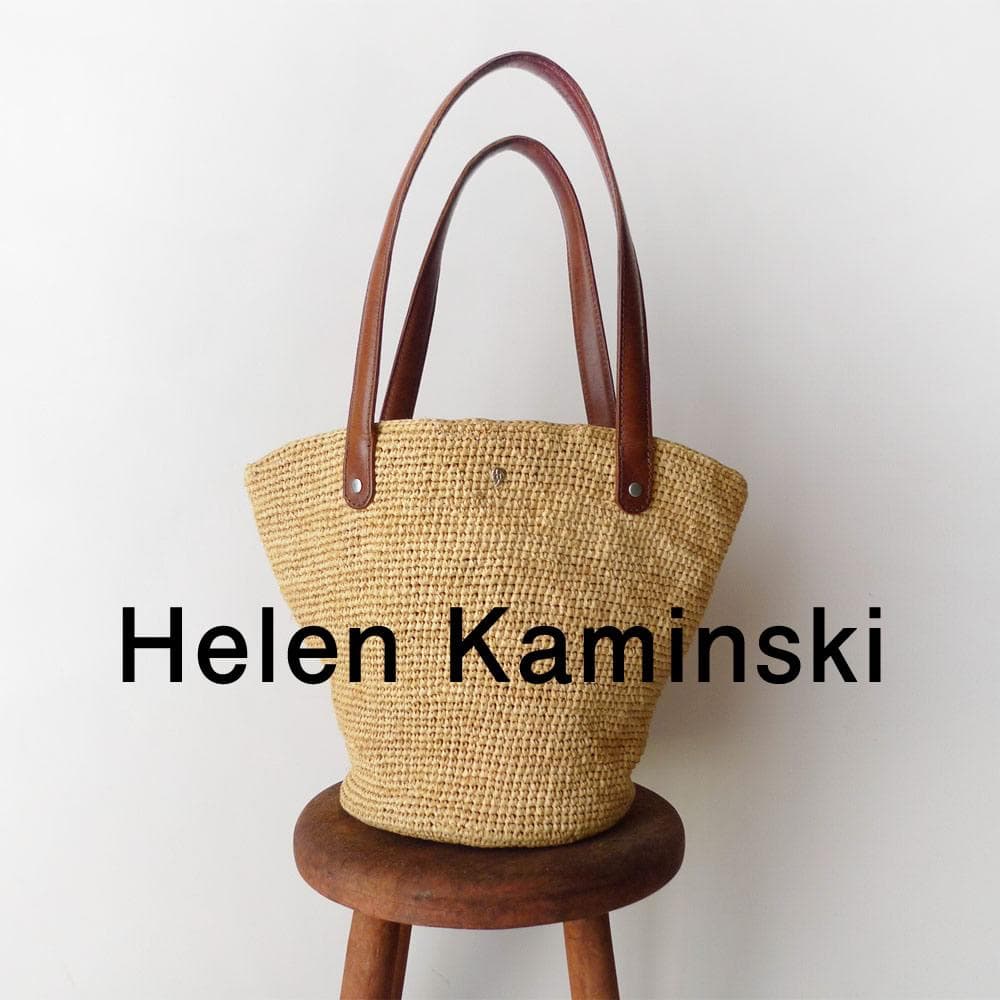 ヘレンカミンスキー ラフィアのトートバッグ かごバッグ レザー 本革
