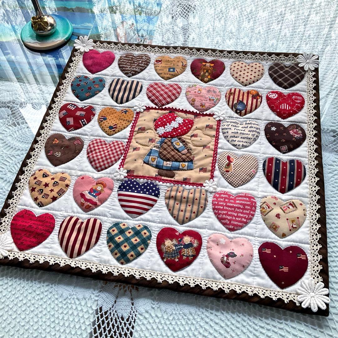★手作りパッチワーク♪可愛いスーちゃん＆ハートいっぱいキルト♪カントリー系★