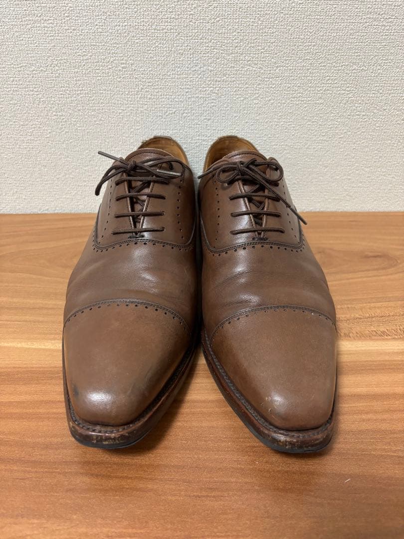 スコッチグレイン ストレートチップ 革靴 茶 Vibram 日本製