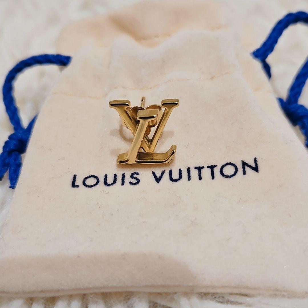 美品 ルイヴィトン ピアス LVロゴ ゴールド M00610 金