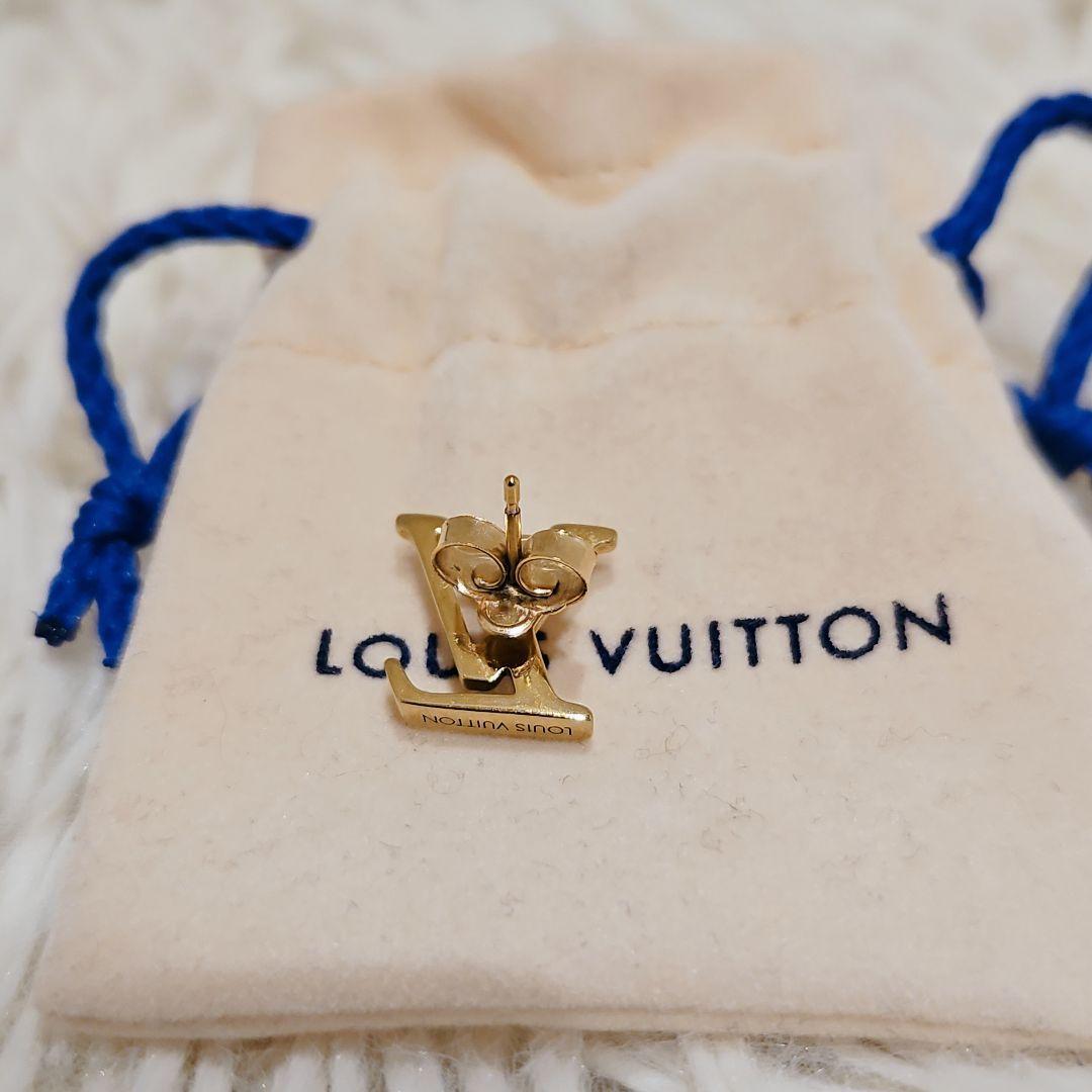 美品 ルイヴィトン ピアス LVロゴ ゴールド M00610 金