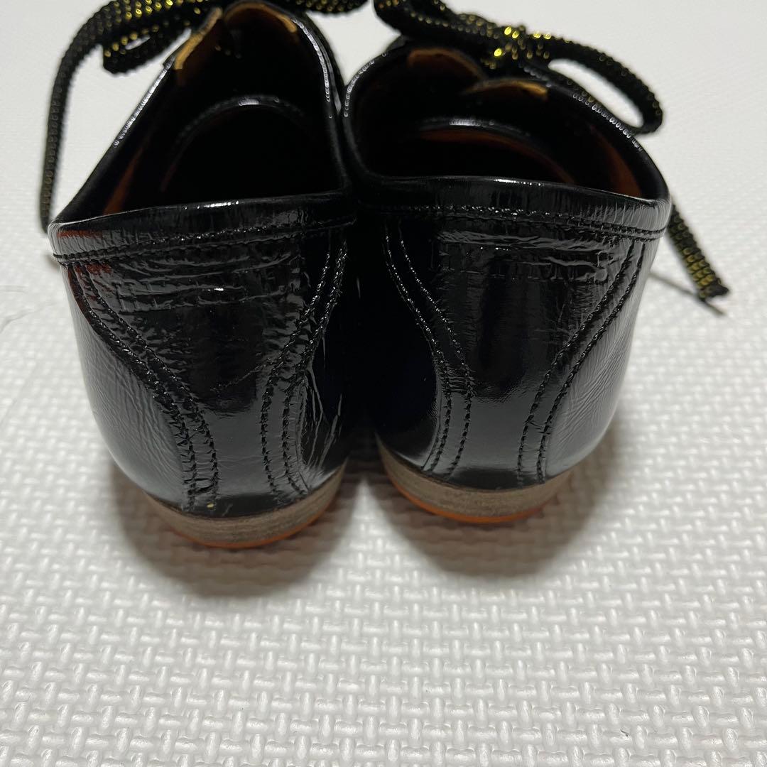 極美品 HERMES エルメス エナメルシューズ 黒 レディース 35 ペタンコ