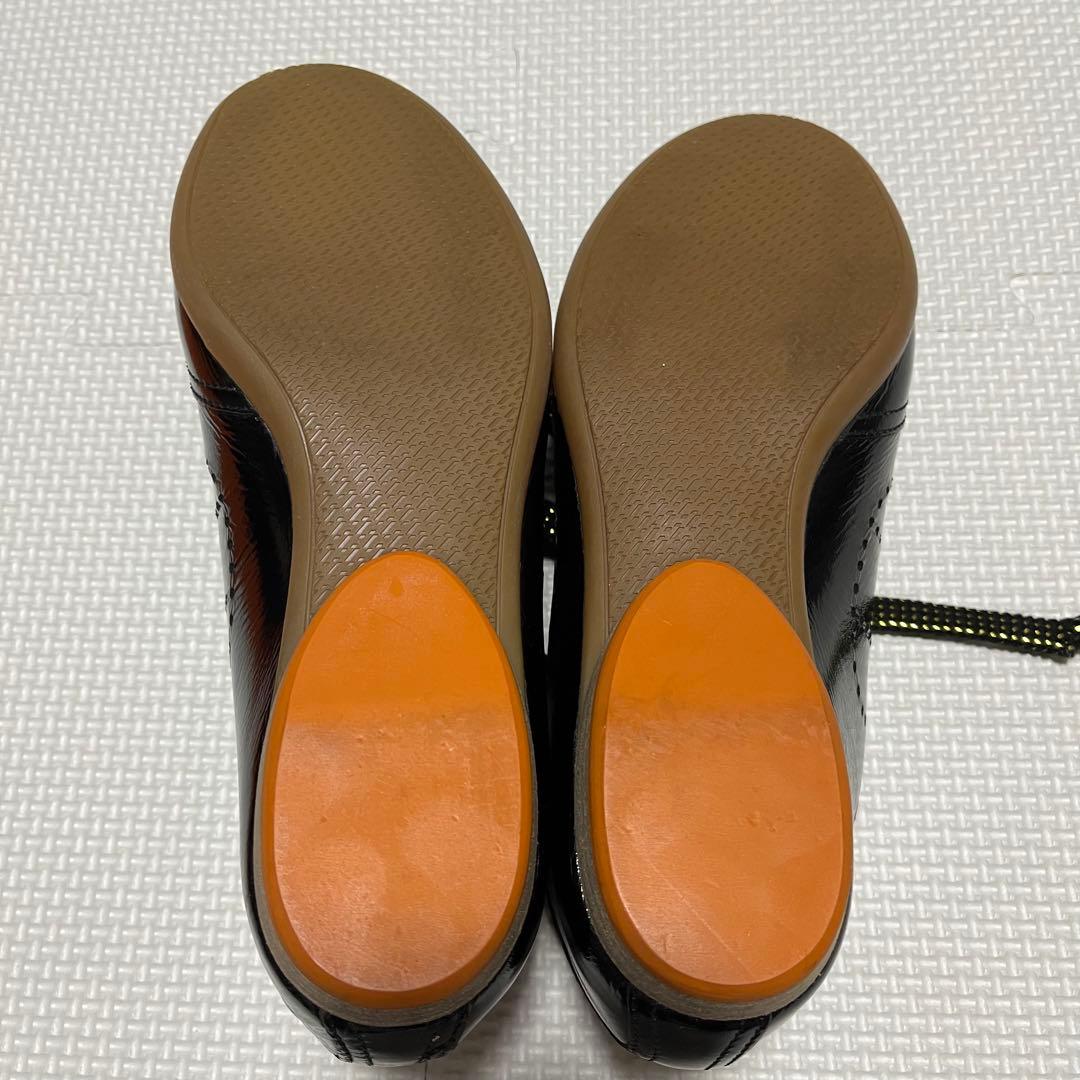 極美品 HERMES エルメス エナメルシューズ 黒 レディース 35 ペタンコ