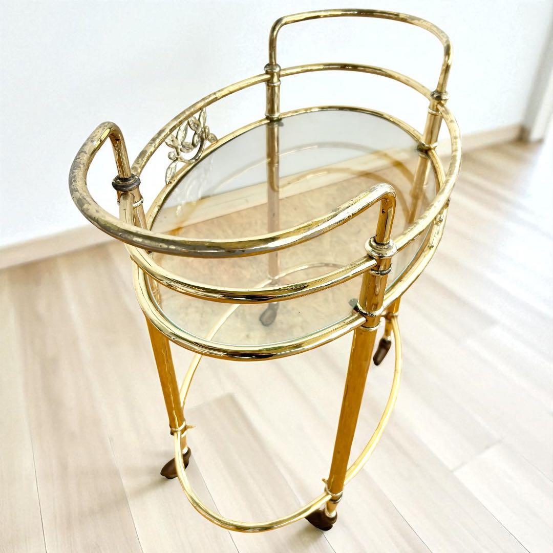 585 ヨーロピアン キッチンワゴン アンティーク　クラシック 重厚 真鍮風　a