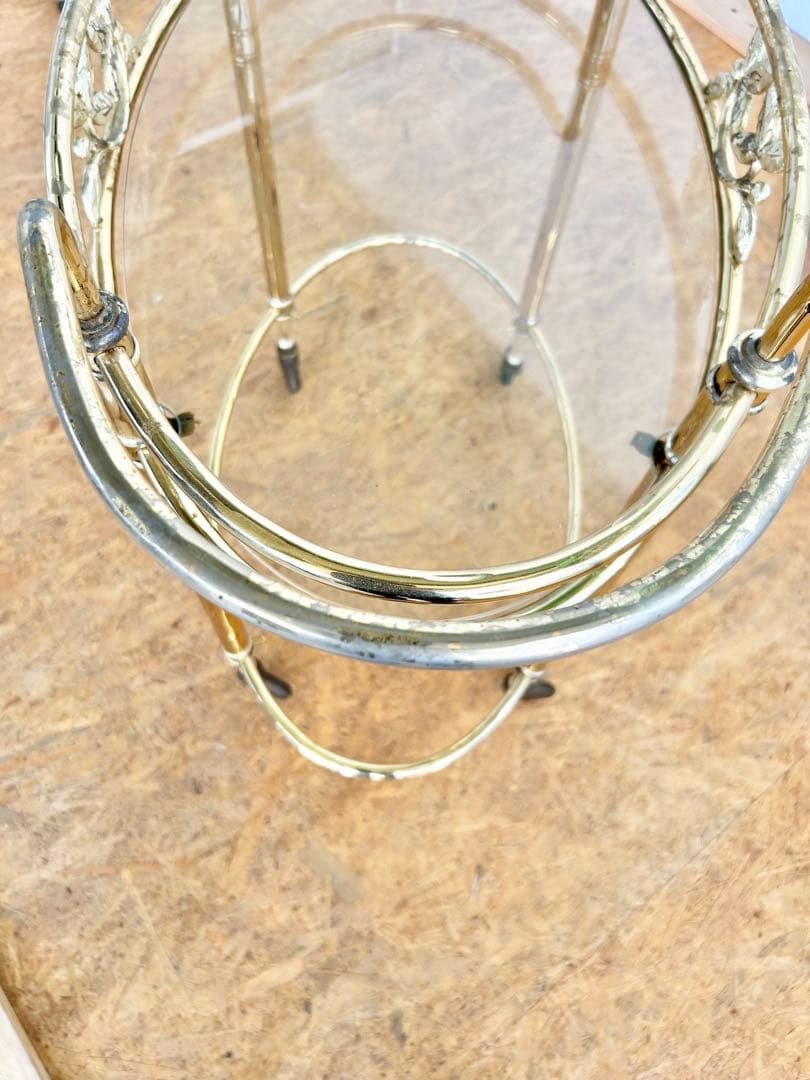 585 ヨーロピアン キッチンワゴン アンティーク　クラシック 重厚 真鍮風　a