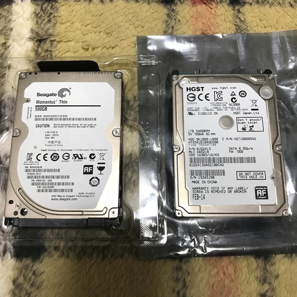 1位＆15位★HGST 1TB＆Seagate 500GB 2.5インチ HDD