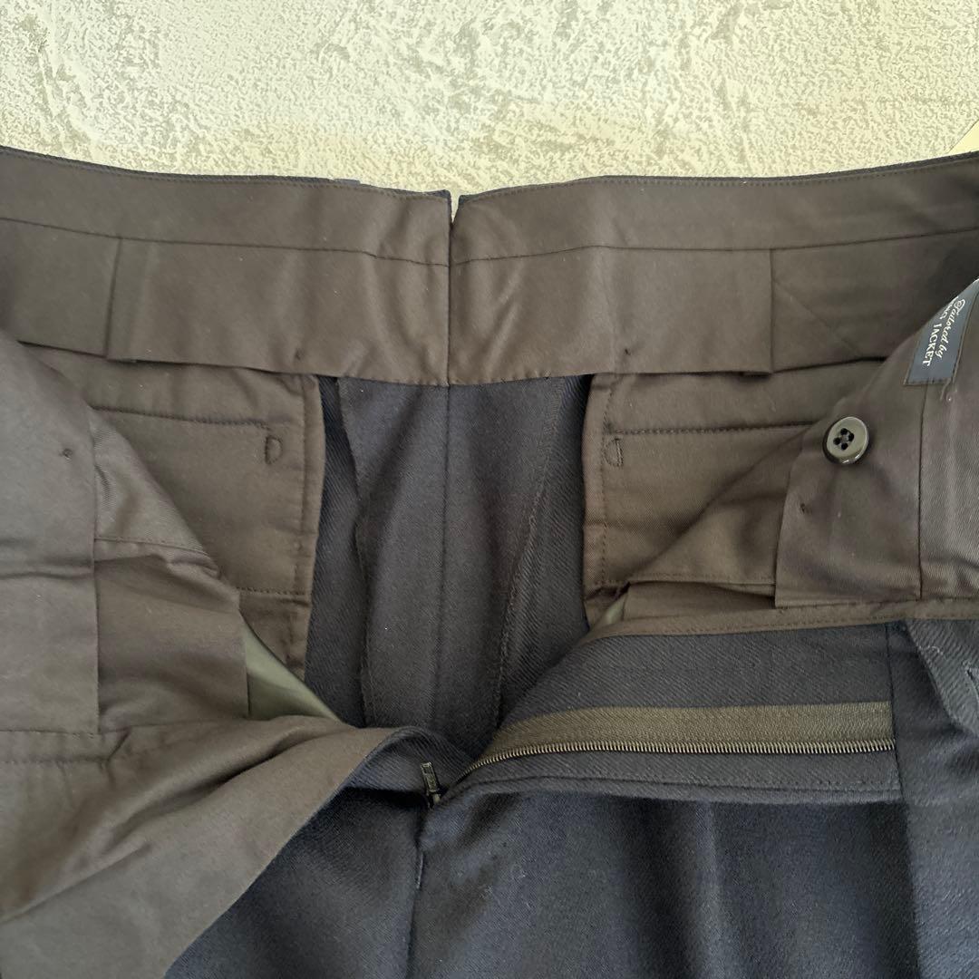 【新品未使用品】48 濃紺 ビームスF ウールフラノ 1プリーツスラックス