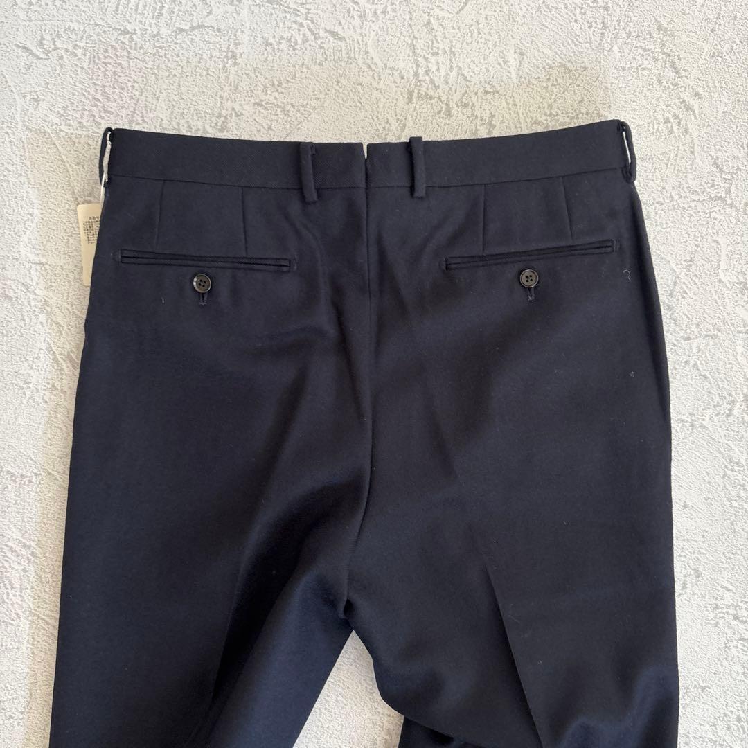 【新品未使用品】48 濃紺 ビームスF ウールフラノ 1プリーツスラックス