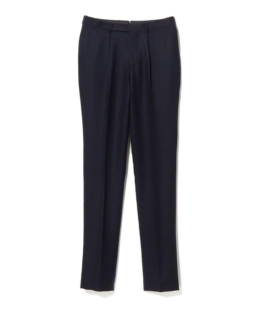 【新品未使用品】48 濃紺 ビームスF ウールフラノ 1プリーツスラックス