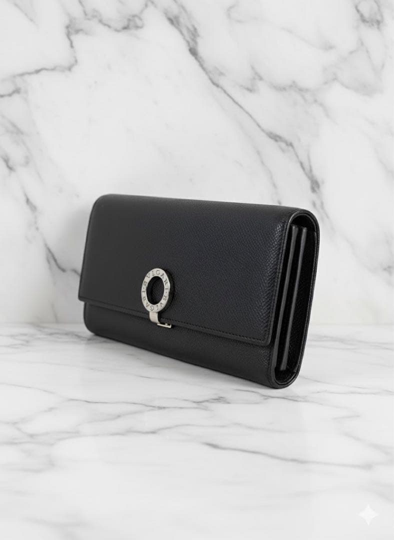 BVLGARI ブルガリ ロゴクリップ 二つ折り長財布 ブラック
