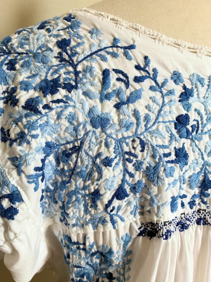 メキシカンヴィンテージサンアントニーノ手刺繍ワンピ/民族衣装/オトミ/オアハカ