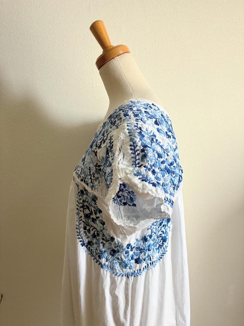 メキシカンヴィンテージサンアントニーノ手刺繍ワンピ/民族衣装/オトミ/オアハカ