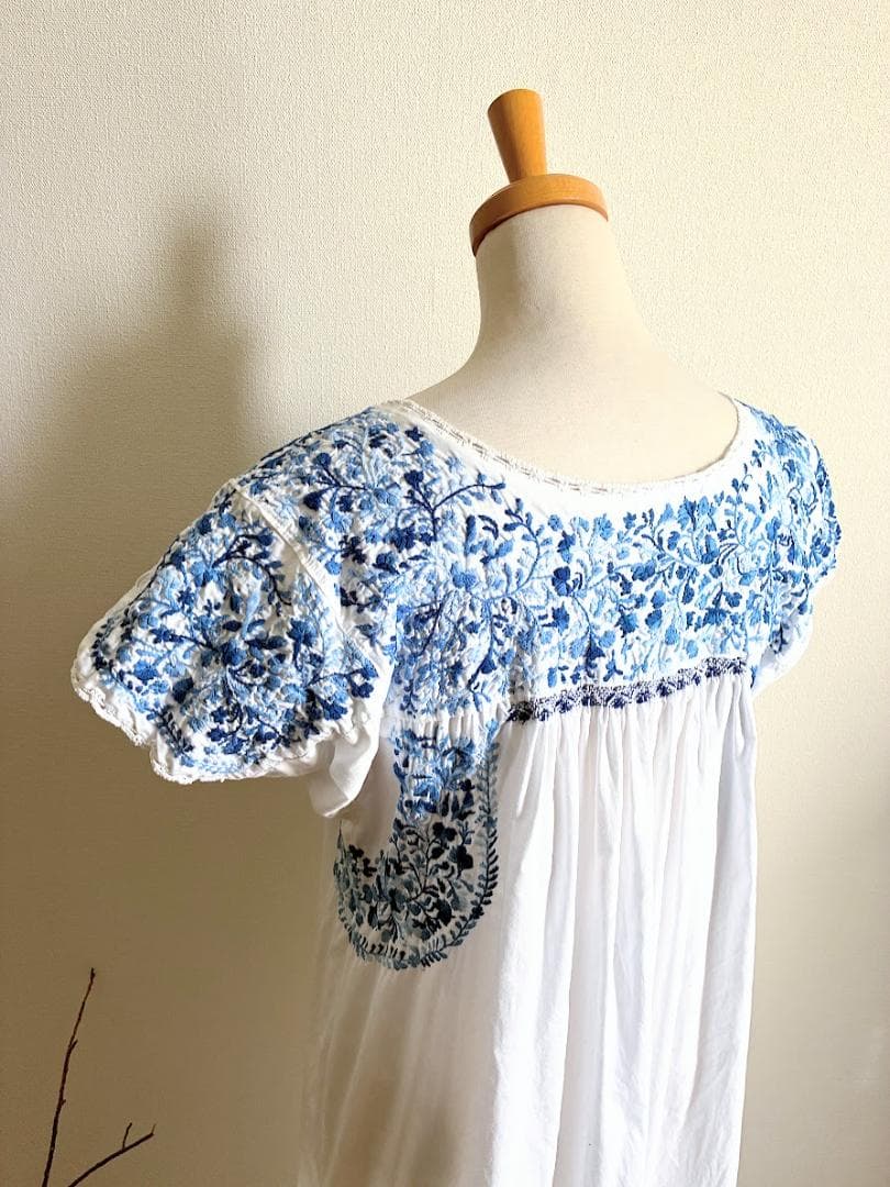 メキシカンヴィンテージサンアントニーノ手刺繍ワンピ/民族衣装/オトミ/オアハカ