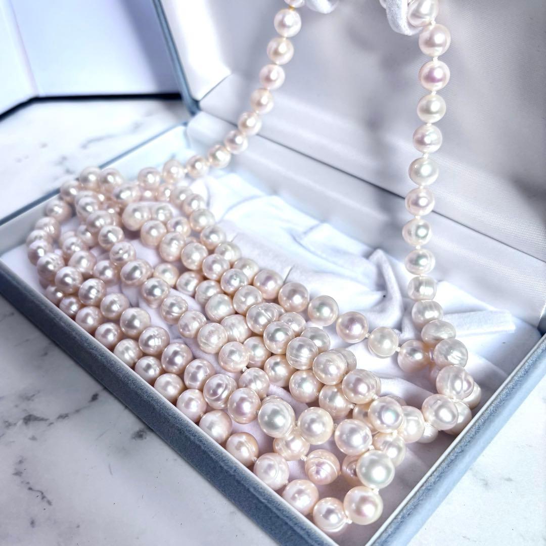 ジュエリーツツミ/干渉色◎ 大珠ロングパールネックレス 2連3連 オールノット