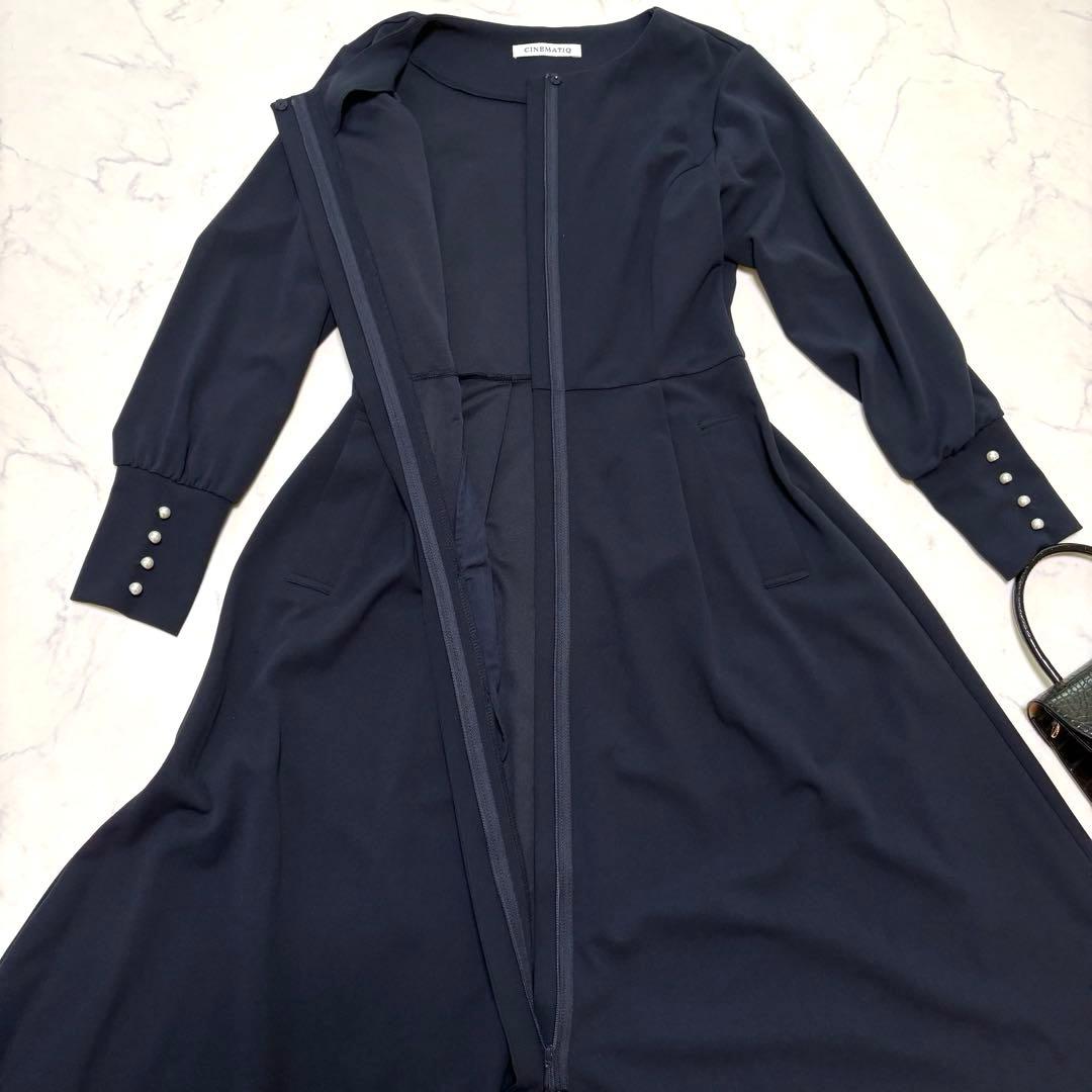 美品☆CINEMATIQ シネマティック ケリーワンピース ネイビー 前開き S