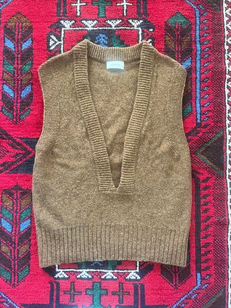 LEMAIRE Vネック ニットベスト ブラウン