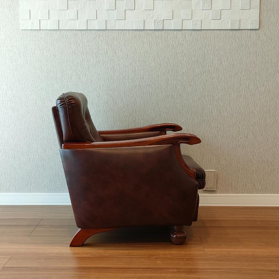 ヴィンテージソファ　1人掛け　ひじ掛け　レザー①